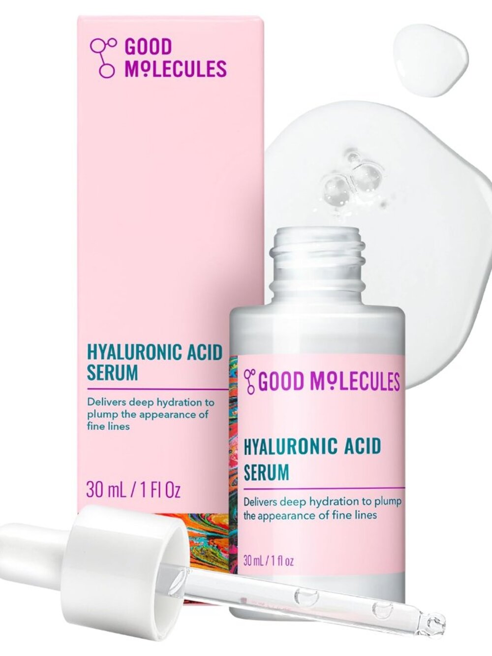 Good Molecules Hyaluronic Acid Serum for Face, Hydrating Serum, 1 fl oz
